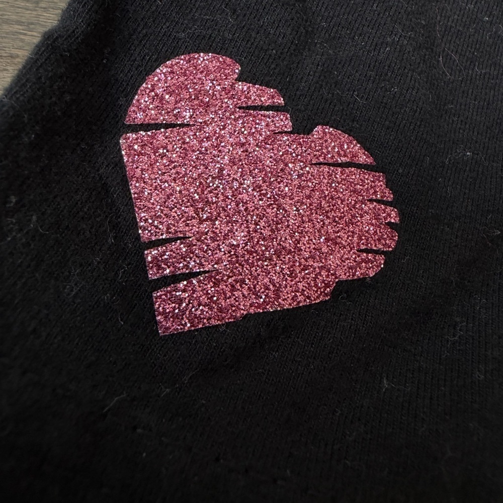 Black Girls' Leggings with Glitter Heart Accents - Gold & Pink - Picture 2 of 9